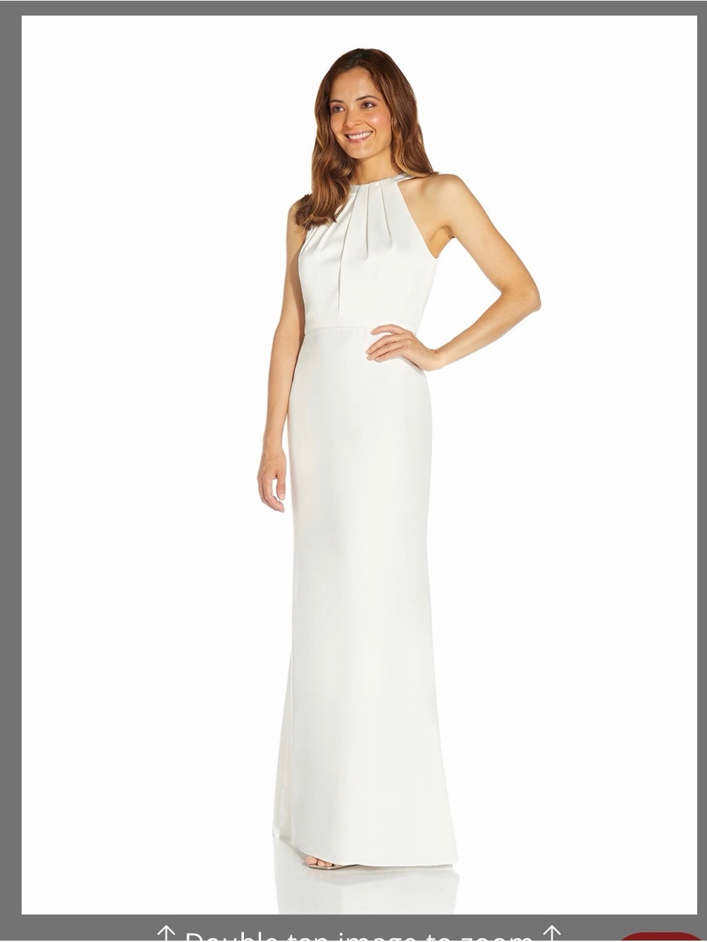 Adrianna Papell White Halter Maxi Gown